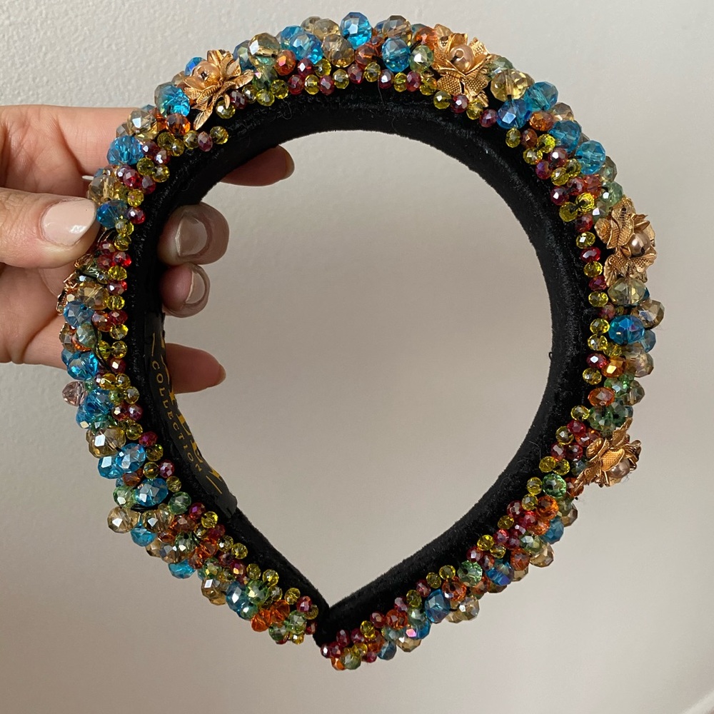 Beaded floral headband crown